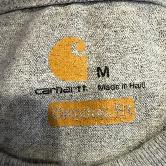Mens Carhartt T-Shirt Workwear Short Sleeve Medium Original Fit Solid Gray - Picture 3 of 6